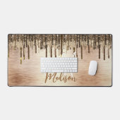 Elegant goudbruine druppels glitter monogram bureaumat (Keyboard & Muis)