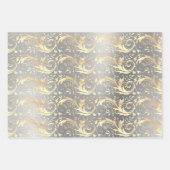 Elegant  gouddamaspatroon inpakpapier vel (Voorkant 2)