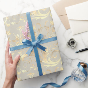 Elegant gouddamaspatroon van ivoor cadeaupapier