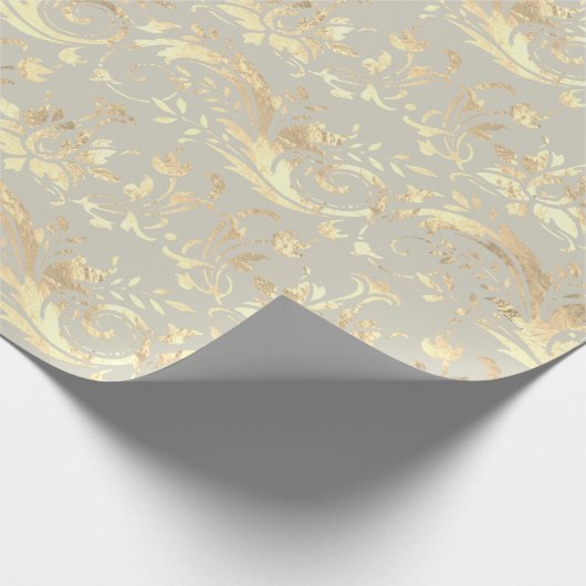 Elegant  gouddamaspatroon van ivoor cadeaupapier (Hoek)