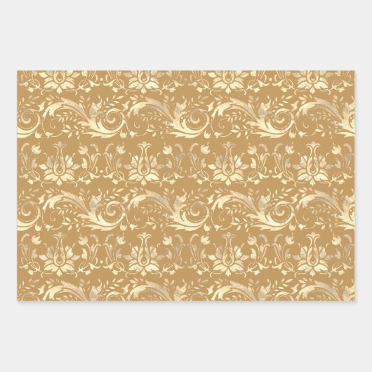 Elegant gouddemaspatroon inpakpapier vel (Voorkant 3)