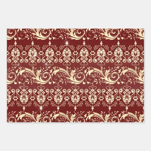 Elegant  gouddemaspatroon inpakpapier vel (Voorkant 3)