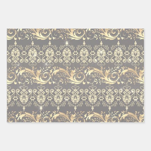 Elegant gouddemaspatroon inpakpapier vel (Voorkant 2)