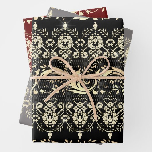 Elegant  gouddemaspatroon inpakpapier vel (In situ)