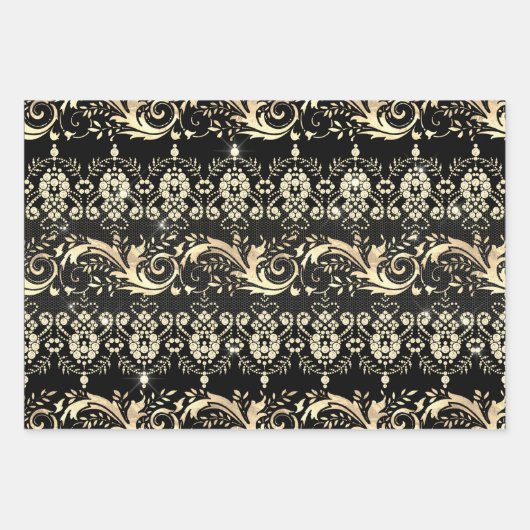 Elegant  gouddemaspatroon inpakpapier vel (Voorkant)