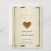 Elegant gouddiamanthart lijst save the date (Voorkant)