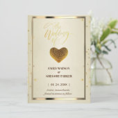 Elegant gouddiamanthart lijst save the date (Staand voorkant)