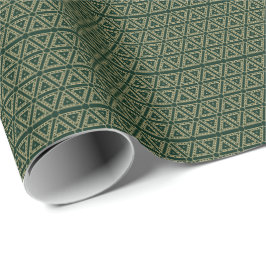 Elegant gouddonkerdengroen geometrisch patroon cadeaupapier