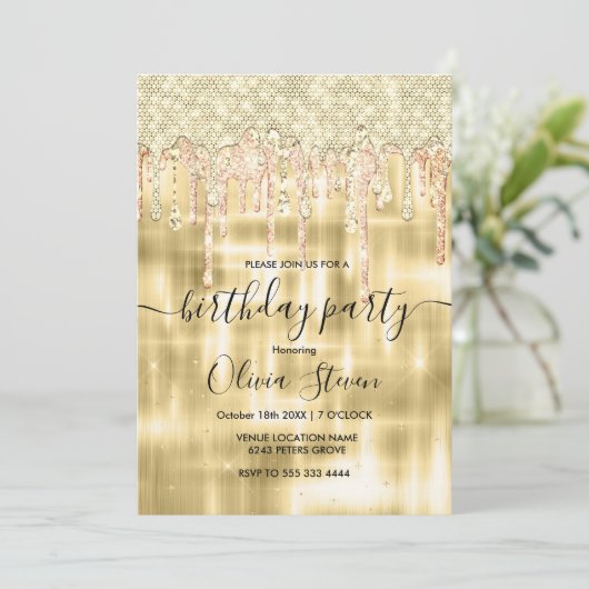 Elegant gouddruppelaar elk leeftijdsmonogram in kaart (Staand voorkant)