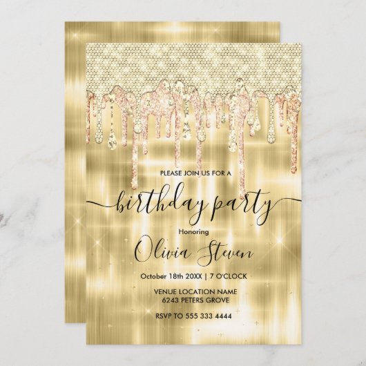 Elegant gouddruppelaar elk leeftijdsmonogram in kaart (Voorkant / Achterkant)