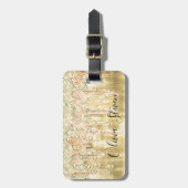 Elegant gouddruppelmonogram bagagelabel (Voorkant verticaal)