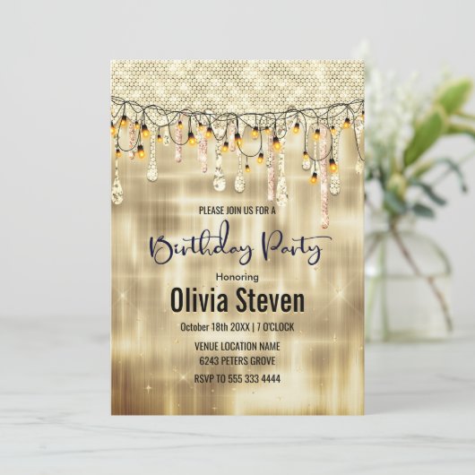 Elegant gouddruppelmonogram kaart (Staand voorkant)