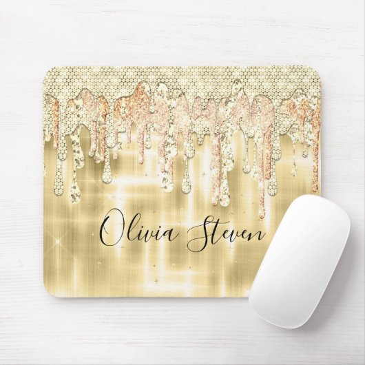 Elegant gouddruppelmonogram muismat (Met muis)