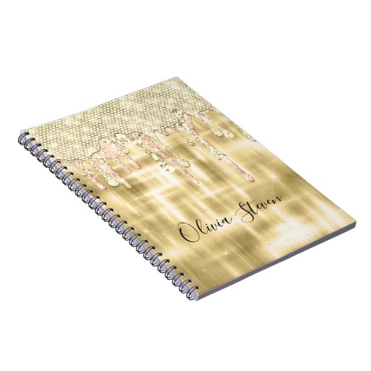 Elegant gouddruppelmonogram notitieboek (Rechterzijde)