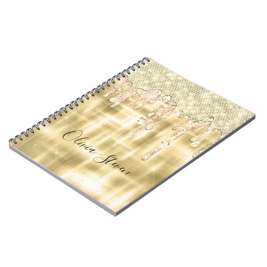 Elegant gouddruppelmonogram notitieboek (Linkerzijde)