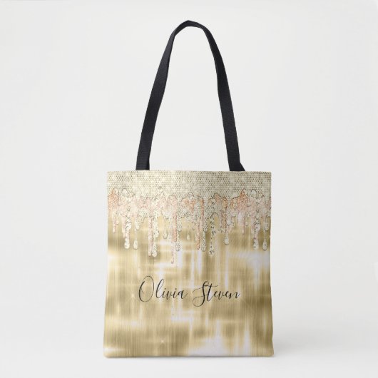 Elegant gouddruppelmonogram tote bag (Voorkant)
