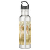 Elegant gouddruppelmonogram waterfles  (Achterkant)