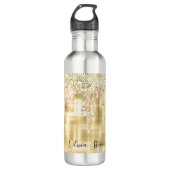 Elegant gouddruppelmonogram waterfles  (Voorkant)