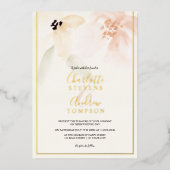 Elegant goude zachte waterverf bruiloft foto folie uitnodiging (Voorkant)