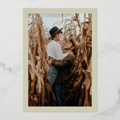 Elegant goude zachte waterverf bruiloft foto folie uitnodiging (Achterkant)