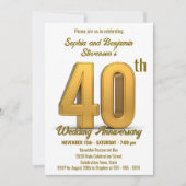 Elegant gouden 40e bruiloft Jubileum Kaart (Voorkant)