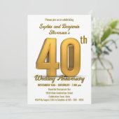 Elegant gouden 40e bruiloft Jubileum Kaart (Staand voorkant)