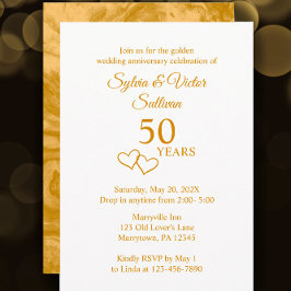 Elegant Gouden 50-jarig Huwelijksjubileum Feestje Kaart