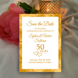 Elegant Gouden 50-jarig Huwelijksjubileum Feestje Save The Date