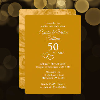 Elegant Gouden 50-jarig jubileumfeest op maat Kaart