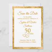 Elegant Gouden 50-jarig jubileumfeest op maat Save The Date (Voorkant)