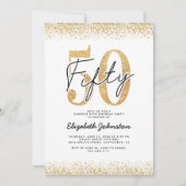 Elegant gouden 50e verpartij kaart (Voorkant)