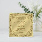 Elegant gouden 50ste huwelijksverjaardagsfeest kaart (Staand voorkant)