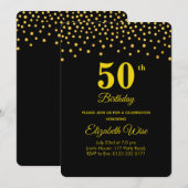 Elegant Gouden 50ste Verjaardagsfeest Kaart (Voorkant / Achterkant)