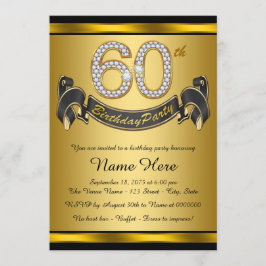 Elegant Gouden 60ste Verjaardagsfeest Kaart