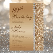 Elegant gouden 80e verjaardag fotofeest kaart