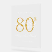 Elegant gouden 80e verjaardagsfeest welkom acryl bord (Hoek)