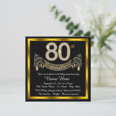 Elegant Gouden 80ste Verjaardagsfeest Kaart (Staand voorkant)