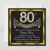 Elegant Gouden 80ste Verjaardagsfeest Kaart (Voorkant)