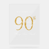Elegant gouden 90e verjaardagsfeest welkom acryl bord (Voorkant)