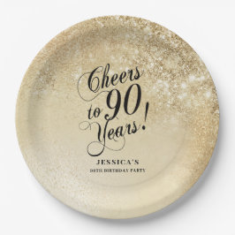 Elegant Gouden 90ste Verjaardag Papieren Bordje