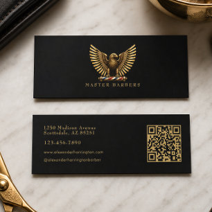 Elegant Gouden Adelaar Kapperszaak Logo Kapper Mini Visitekaartje