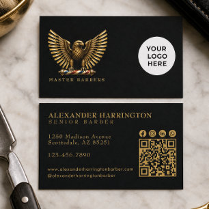 Elegant Gouden Adelaar Kapperszaak Logo Kapper Visitekaartje
