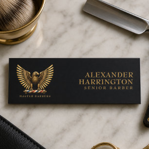 Elegant Gouden Adelaar Kapperszaak Logo Personeels Naamplaatje
