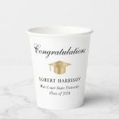 Elegant gouden Afstudeerder Pet Graduation Party Papieren Bekers (Achterkant)