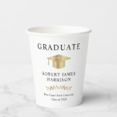 Elegant gouden Afstudeerder Pet Graduation Party Papieren Bekers (Achterkant)