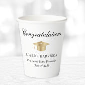 Elegant gouden Afstudeerder Pet Graduation Party Papieren Bekers