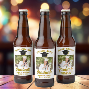 Elegant gouden afstudeerfeest Persoonlijke foto Bier Etiket