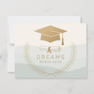 Elegant gouden Afstuderen ontwerp Dromen beginne Briefkaart
