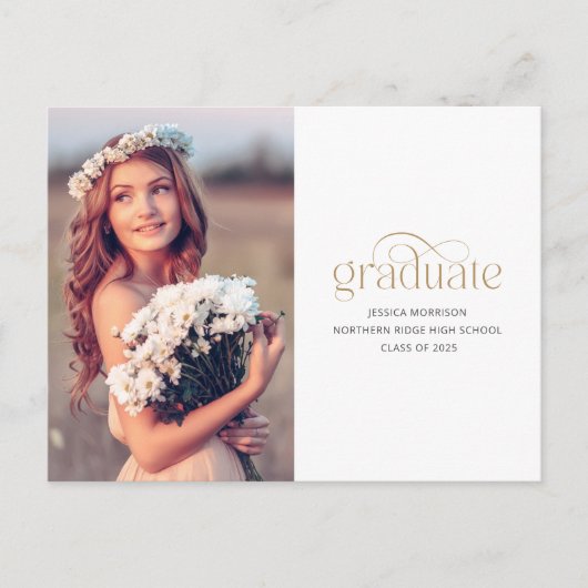 Elegant gouden Afstuderen typografie 2025 Afstuder Briefkaart (Voorkant)