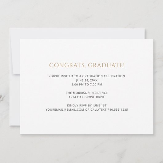 Elegant gouden Afstuderen typografie 2025 Afstuder Kaart (Achterkant)